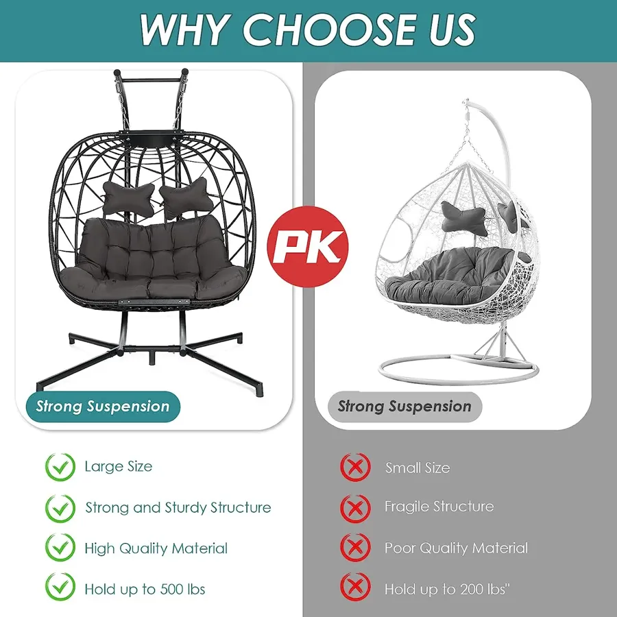 Foldable Wicker Rattan Hanging Egg Chair