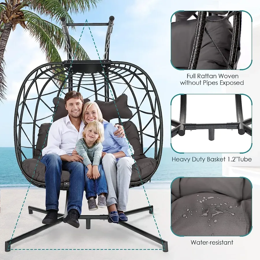 Foldable Wicker Rattan Hanging Egg Chair