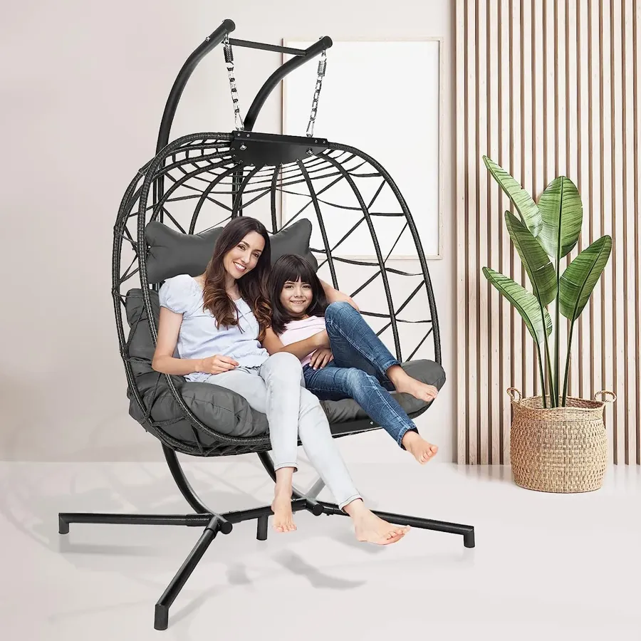 Foldable Wicker Rattan Hanging Egg Chair