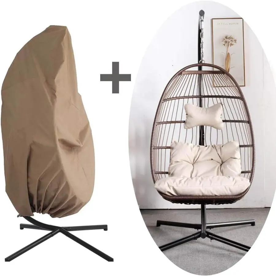 Foldable Wicker Rattan Hanging Egg Chair