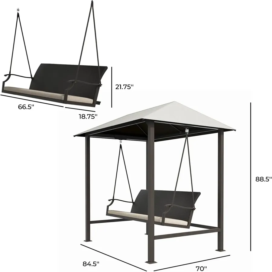 Grand Patio Outdoor Porch Swing 3-Seat