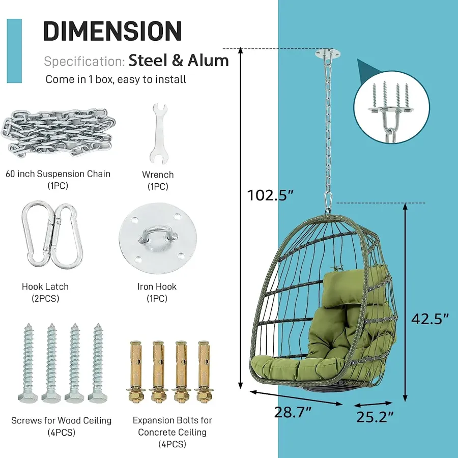 Indoor Outdoor Egg Swing Chair with Stand