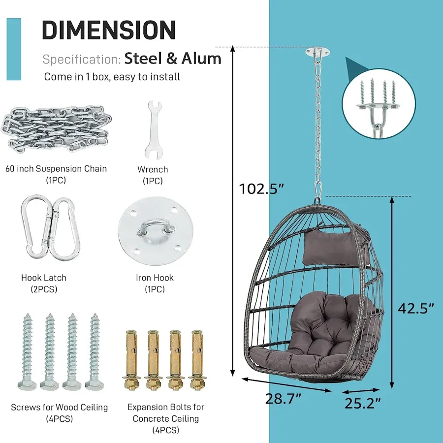 Indoor Outdoor Egg Swing Chair with Stand