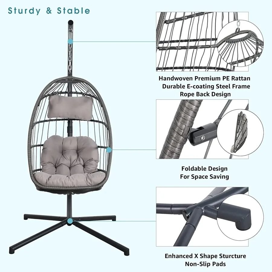 Indoor Outdoor Egg Swing Chair with Stand