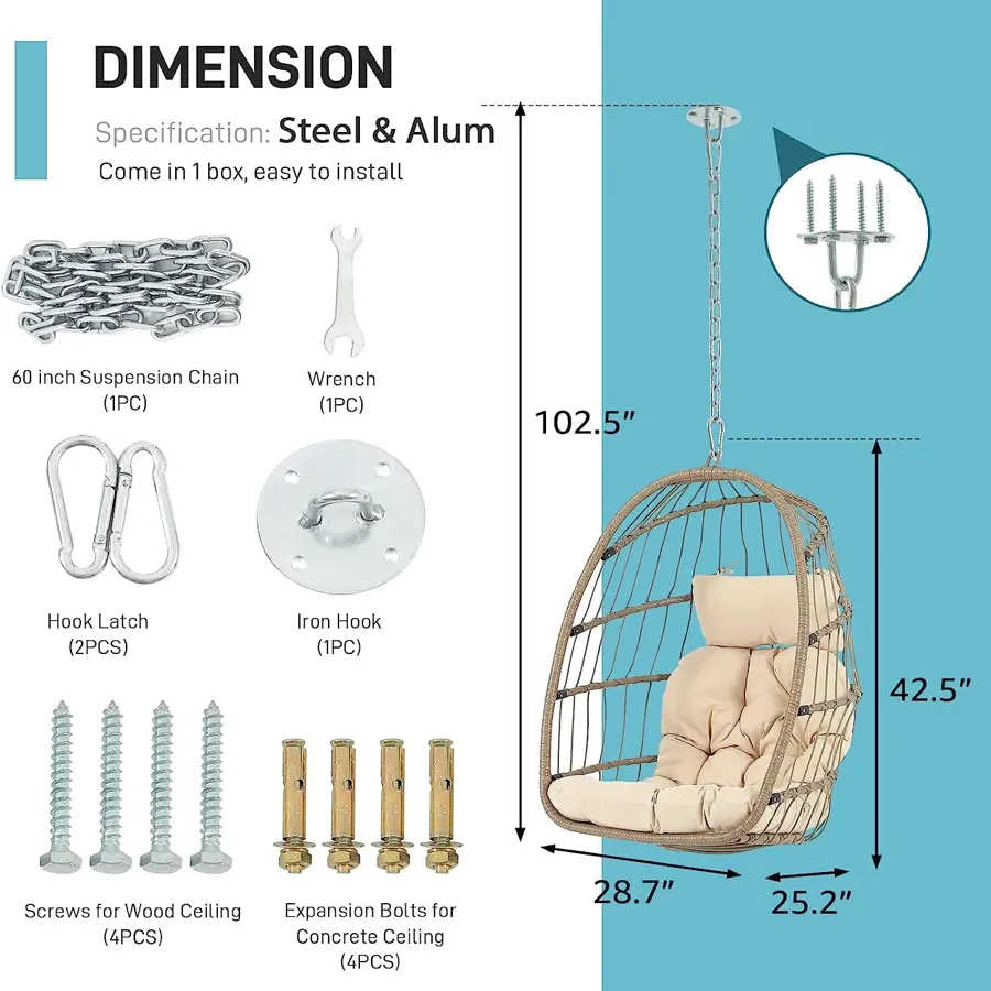 Indoor Outdoor Egg Swing Chair with Stand