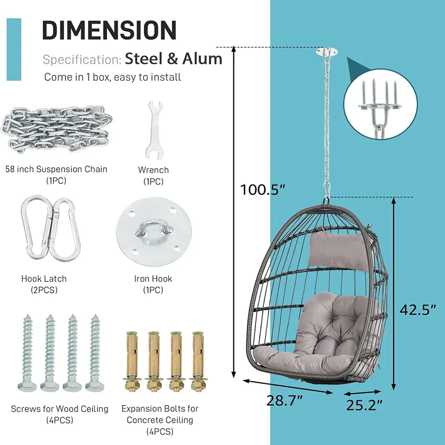 Indoor Outdoor Egg Swing Chair with Stand