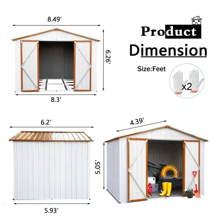 8.5 Ft W X 6.2' Ft D Outdoor Metal Traditional Storage Shed