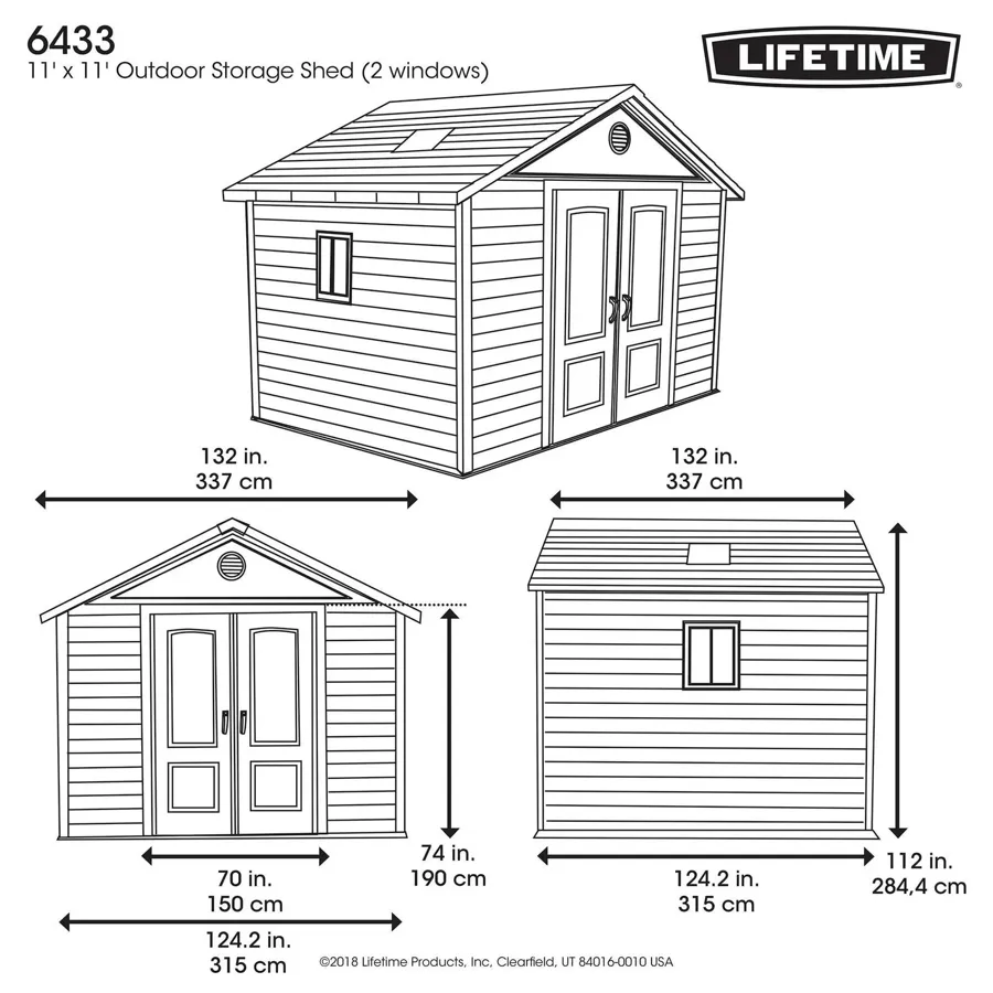 11 ft. W x 11 ft. D Plastic Storage Shed