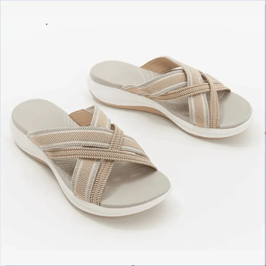 Stretch Cross Orthotic Slide Sandals