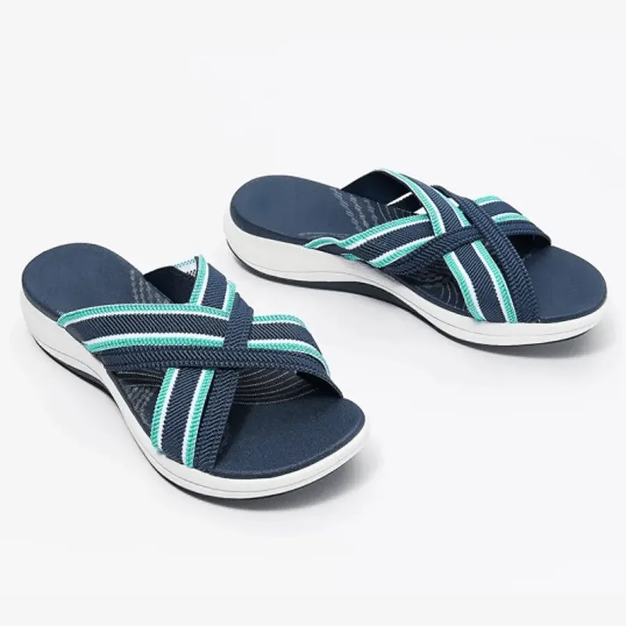 Stretch Cross Orthotic Slide Sandals