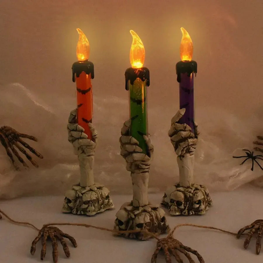 Halloween Ghost Hand Electronic Skeleton Candle Halloween Party Bar Props Decoration Glitter Lamp