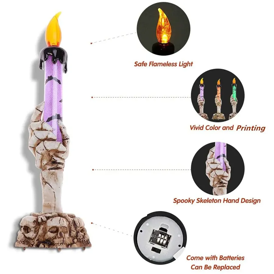 Halloween Ghost Hand Electronic Skeleton Candle Halloween Party Bar Props Decoration Glitter Lamp