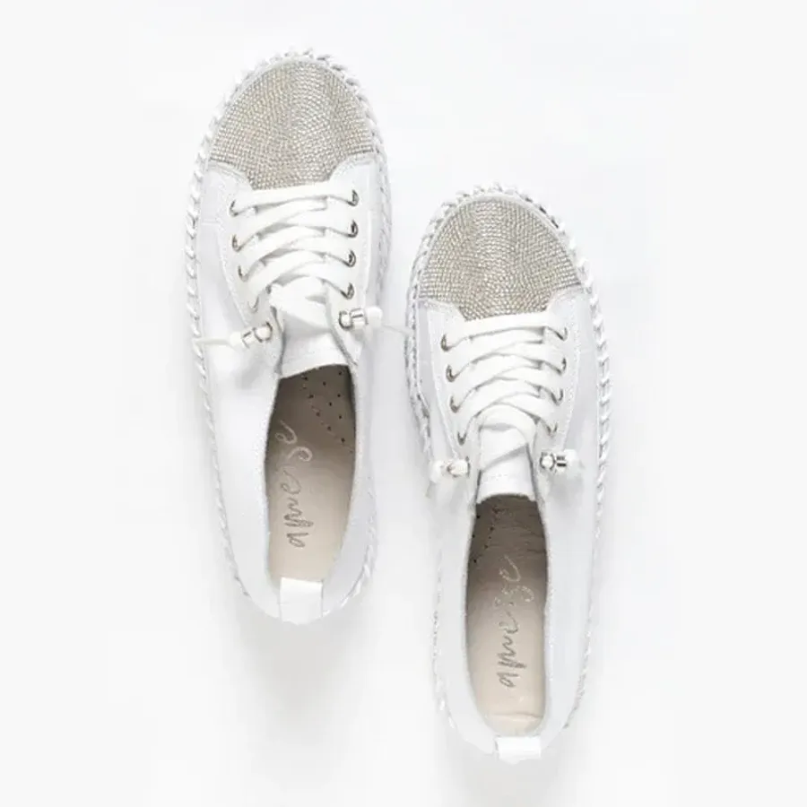 DIAMOND SILVER LEATHER SNEAKERS