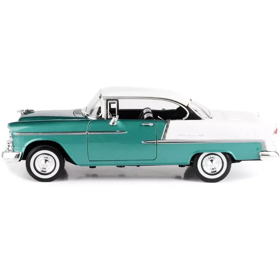 1955 Chevrolet Bel Air Hard Top Green Metallic and White 1/18 Diecast Model Car