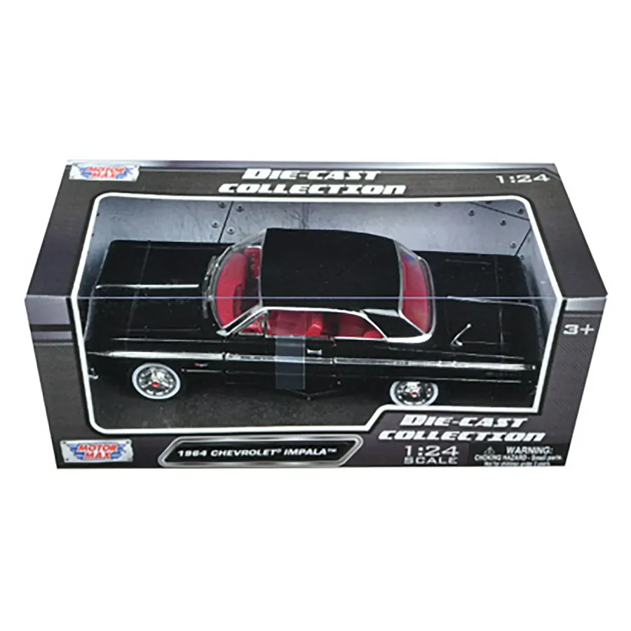 1964 Chevrolet Impala Black with Red Interior 1/24 Diecast Model Car by Motormax